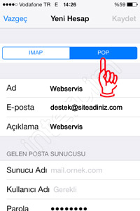 Karşımıza gelen sayfada POP sekmesine dokunuyoruz.